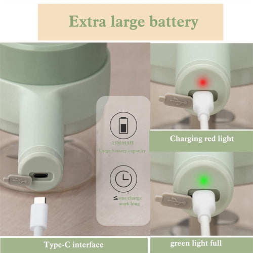 4 in 1 Portable Handheld Electric Vegetable Slicer